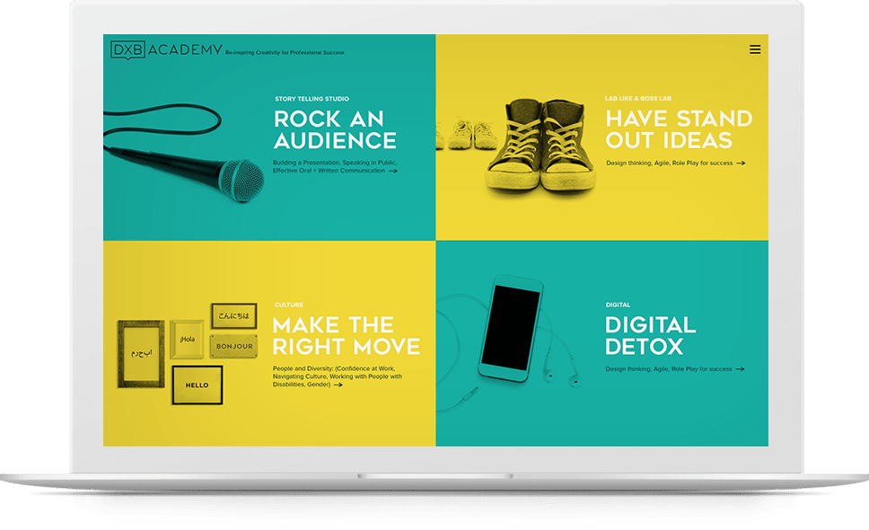 The DXB Academy website shown on a laptop